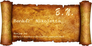 Benkő Nikoletta névjegykártya